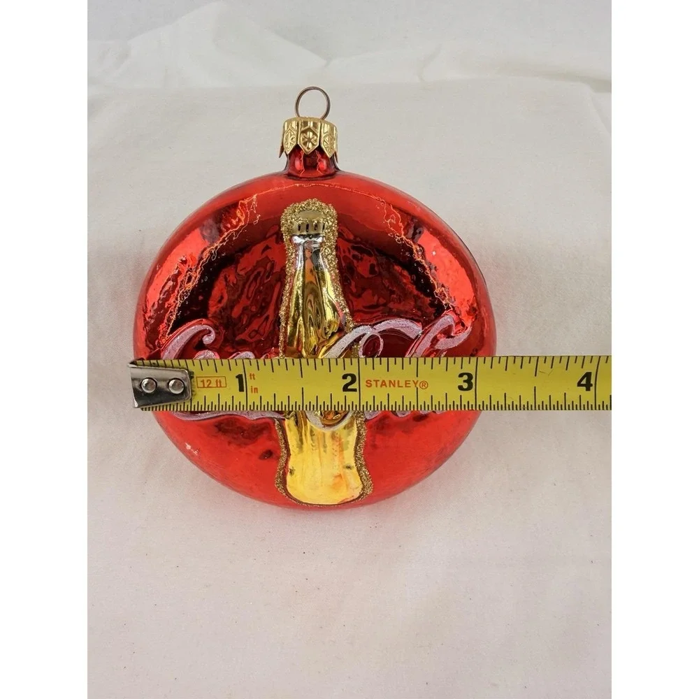 Polonaise Coca Cola Coke Bottle Blown Glass Christmas‎ Ornament Kurt Adler Red